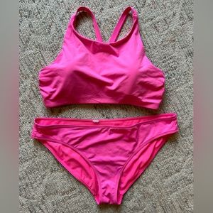 Athleta pink swimsuit, preowned, large bottoms and medium top